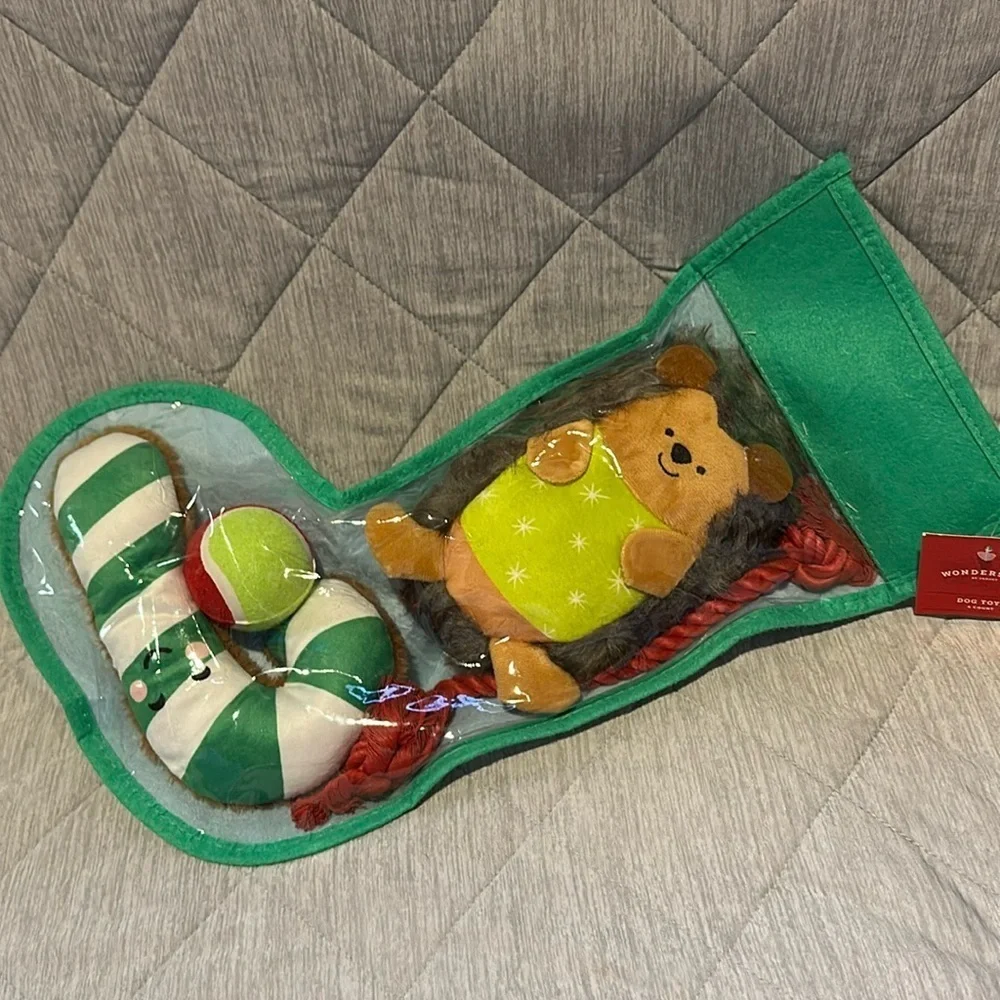 Festive Dog Toy Set with Santa and Stocking Jitter all the way